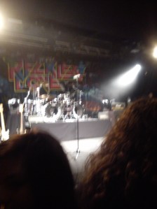 The stage once they left and the lights came up - I quite liked their backdrop.